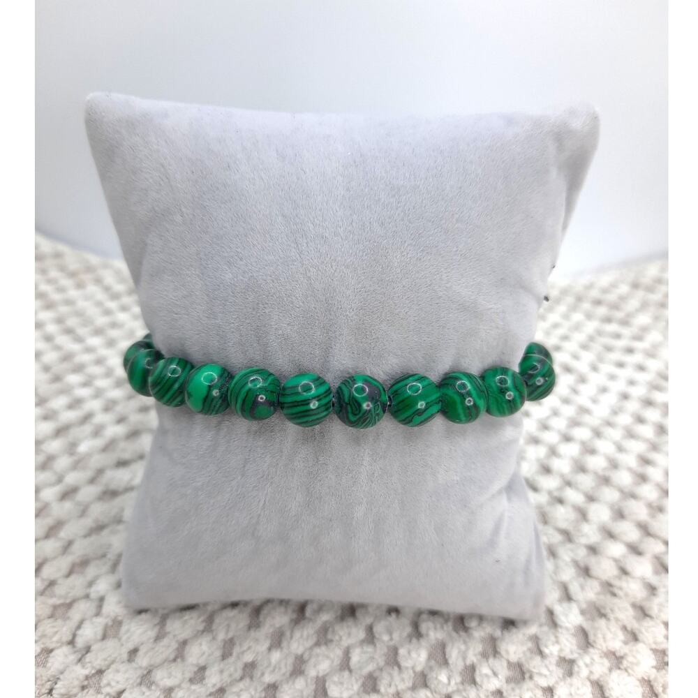 Artisan Green Malachite Beaded Bracelet 8mm Gemstone Stretch Colorful Boho NEW